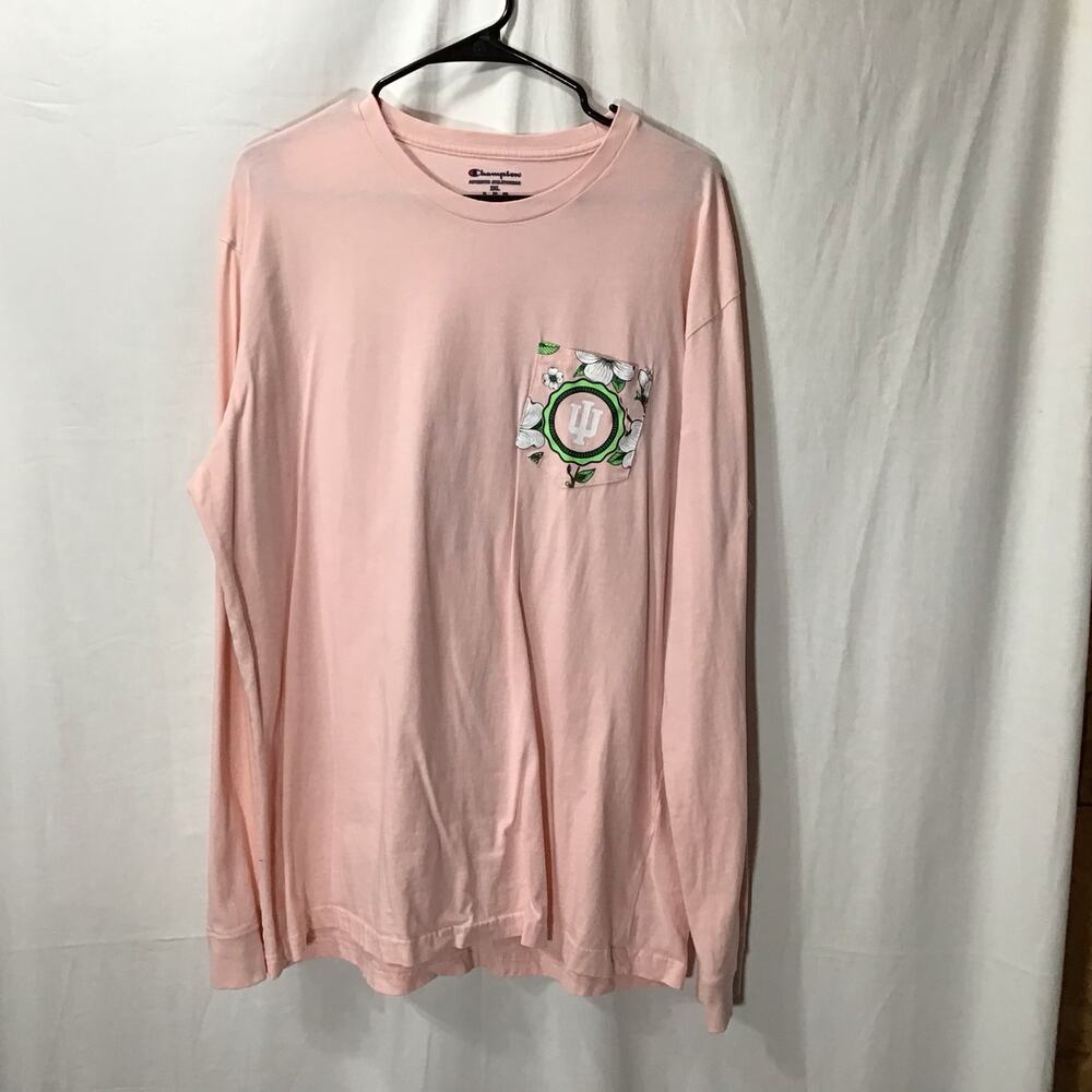 Champion Pink Floral Indiana University Hoosiers Long Sleeve Tee Shirt 2X;